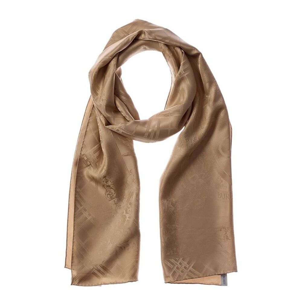 Burberry Floral Print Silk Scarf, Beige